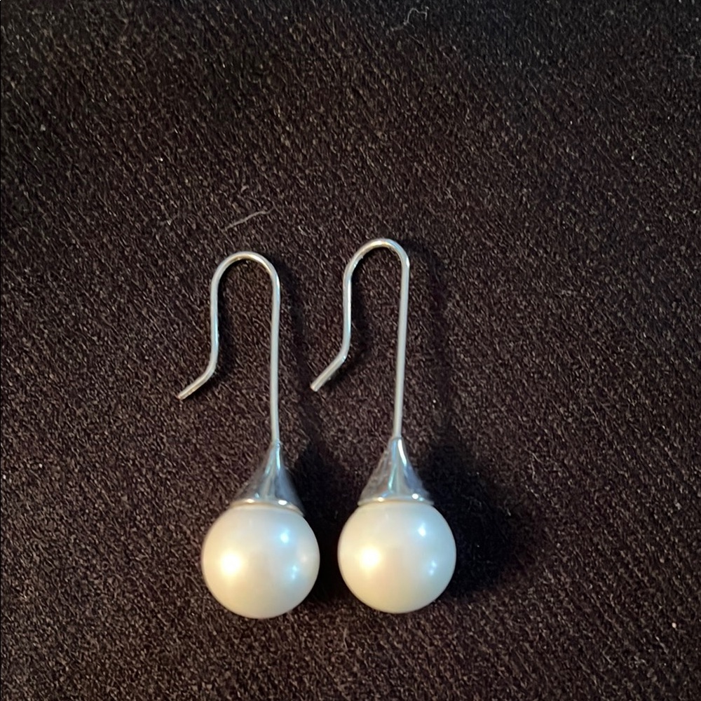Elegant Sterling Silver and Pearl Drop Earrings